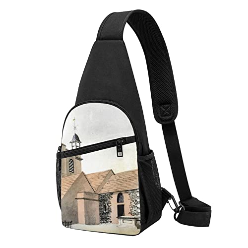 Brand New House Tree Sling Backpack,Travel Hiking Daypack Pattern Rope Crossbody Shoulder Bag