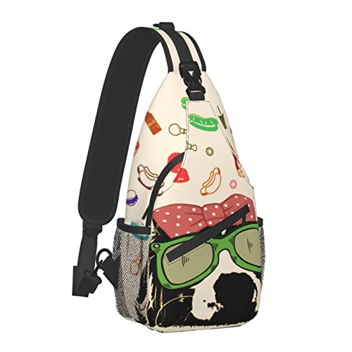 Brand New Sling Bag Shoulder Bag Travel Backpacks, Vintage Yellow With Cute Dog Hiking Daypacks Crossbody Bags For Women Men
